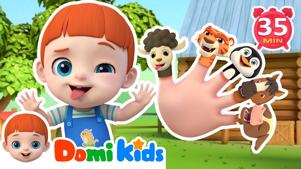 Farm Animals Finger Family + Domi Kids Nursery Rhymes & Kids Songs - Educational Songs