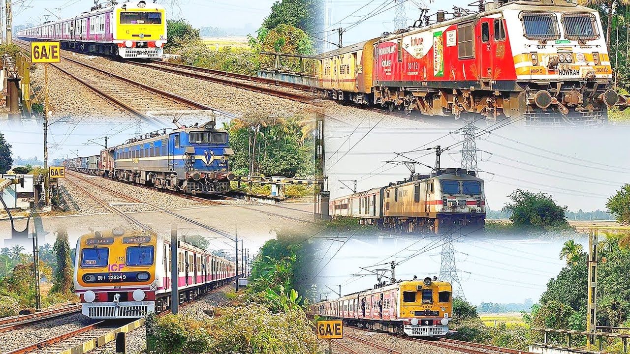 120kmph Howrah Balurghat Express+new Pinky local #passing railway crossing