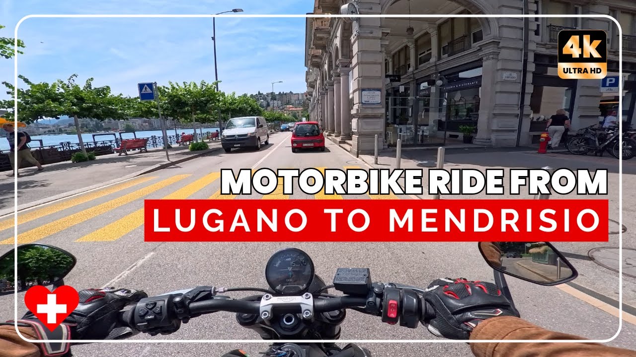 Motorbike Ride from Lugano to Mendrisio &ndash; Relaxing Scenic Journey in 4K 🇨🇭
