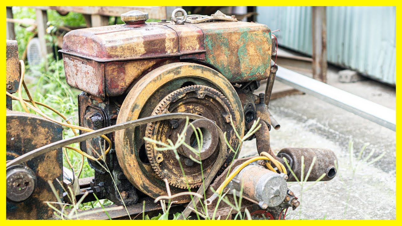 Repair and restore rusty old 12hp diesel engines in Vietnam | Generator free part 1