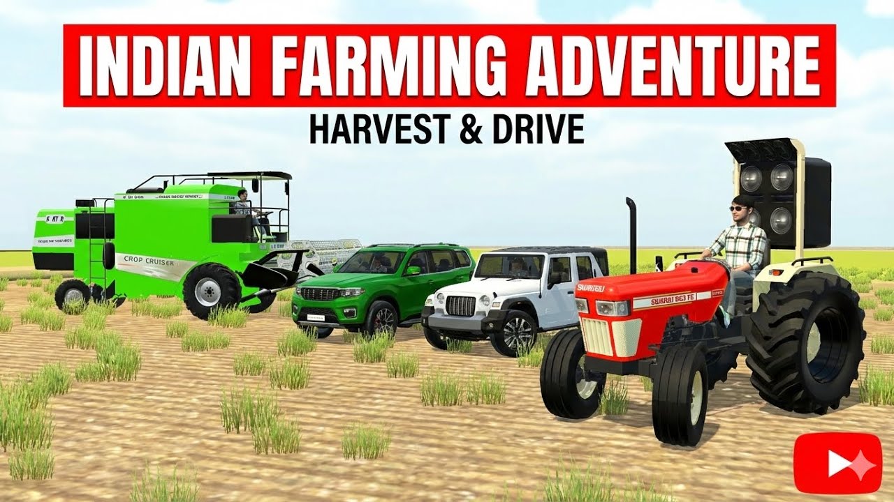 Indian Farming Adventure: DJ Tractor aur Thar ka Dhamaka! 🚜💨#dgkhan #dhanush #sverige 