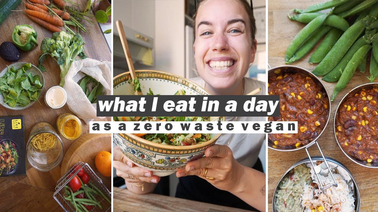 WHAT I EAT IN A DAY // vegan zero waste easy recipes + my daily trash reveal