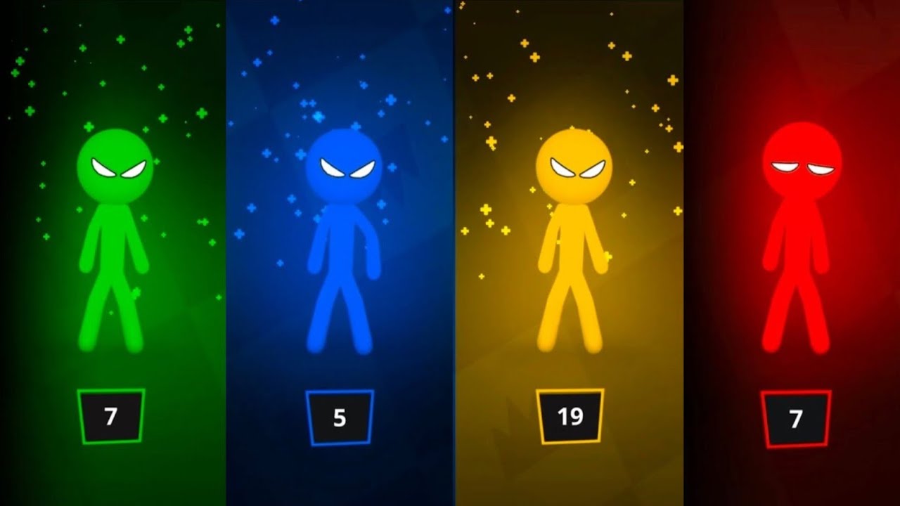 Stickman Party - Турнирный режим, случайный выбор 1-4 игроков | Прохождение игры, обновление мини...