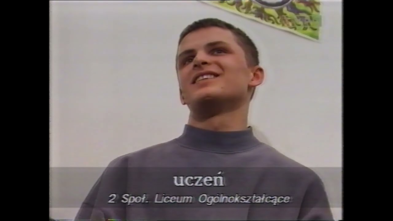 Fragment Frondy, ident, studio, program dnia, reklamy, fr. gali na 40-lecie Stodoły. TVP1 09.02.1997