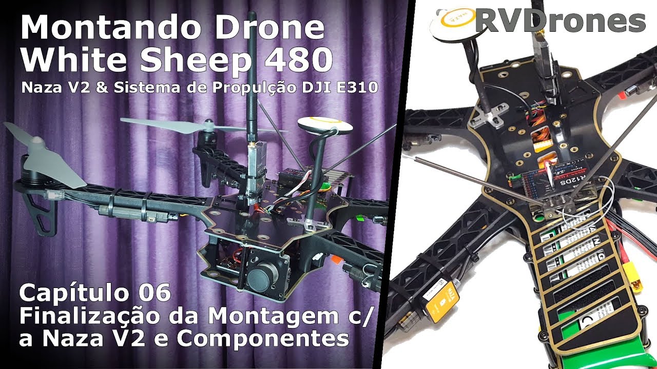 Montando Drone White Sheep 480 - 06 Finalização da Montagem com a Naza V2 e Componentes