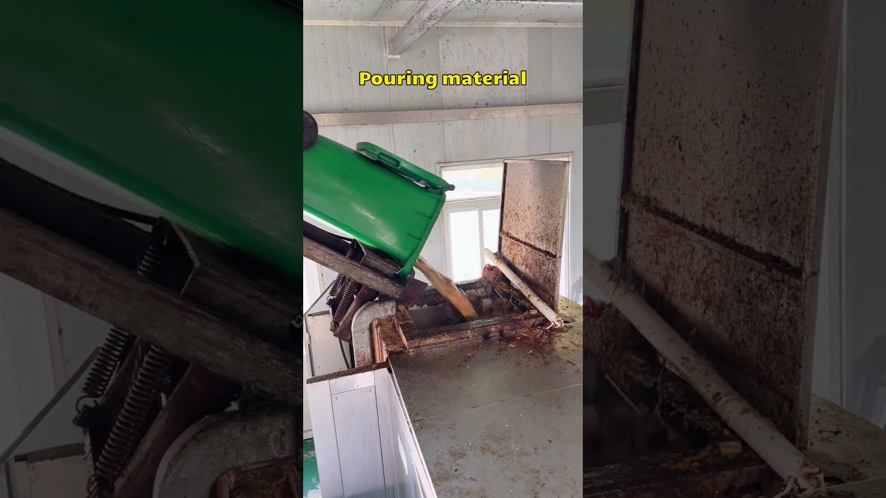 Food waste is processed by waste disposal equipment and turned into fertilizer.
