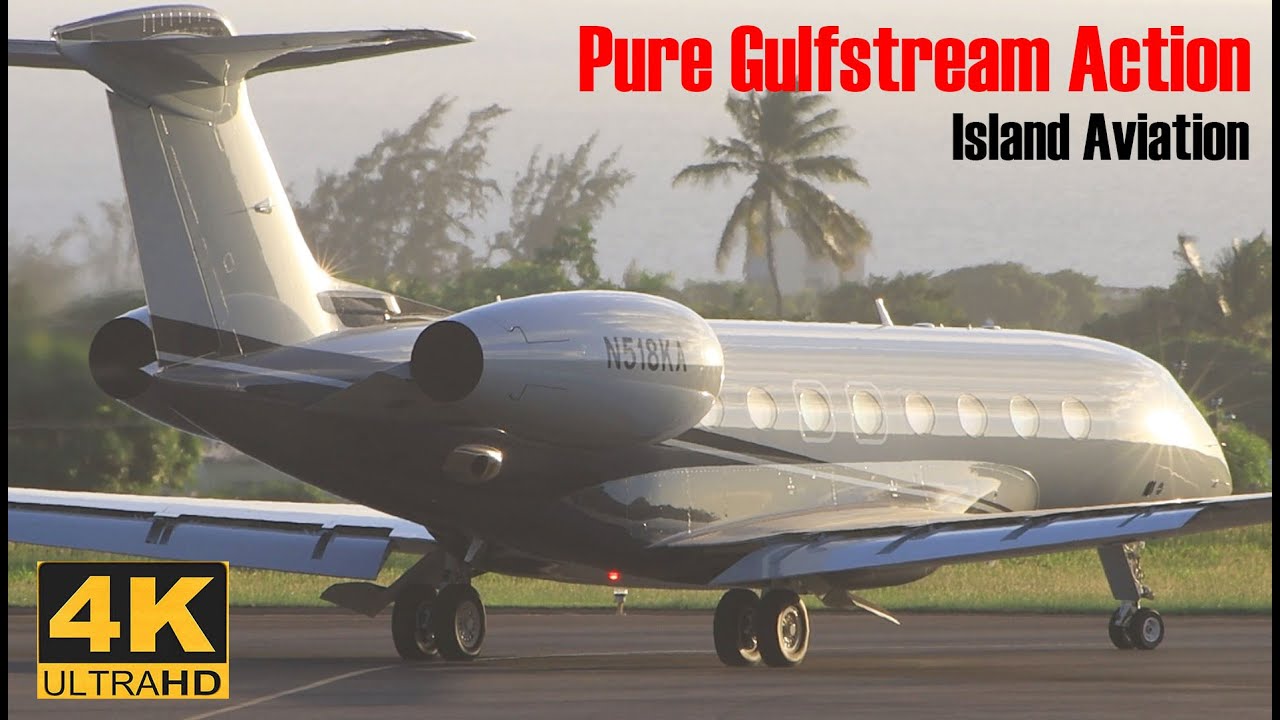 (4K) / Gulfstream Departures / G100, G280, G650ER, G550, G650, G4, G450..@ St. Kitts / Caribbean