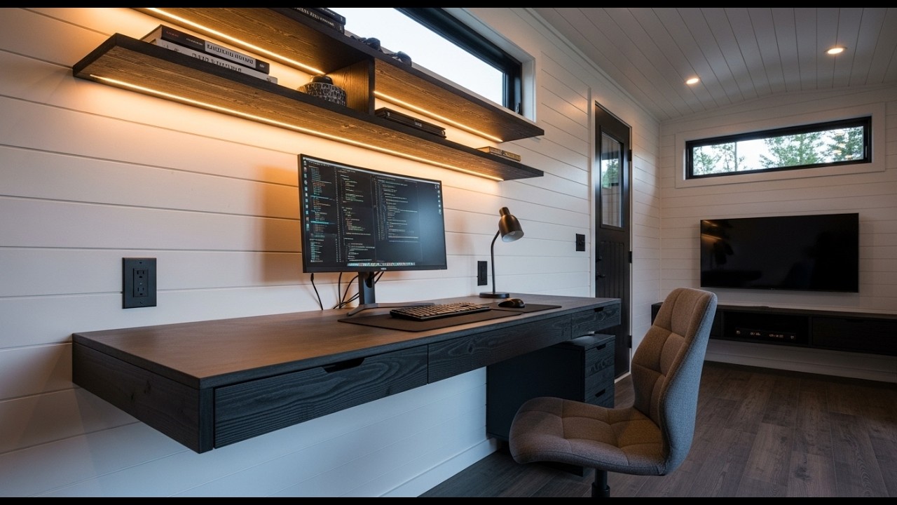 Minimalist Tiny House Man Caves with Clean, Bold Design