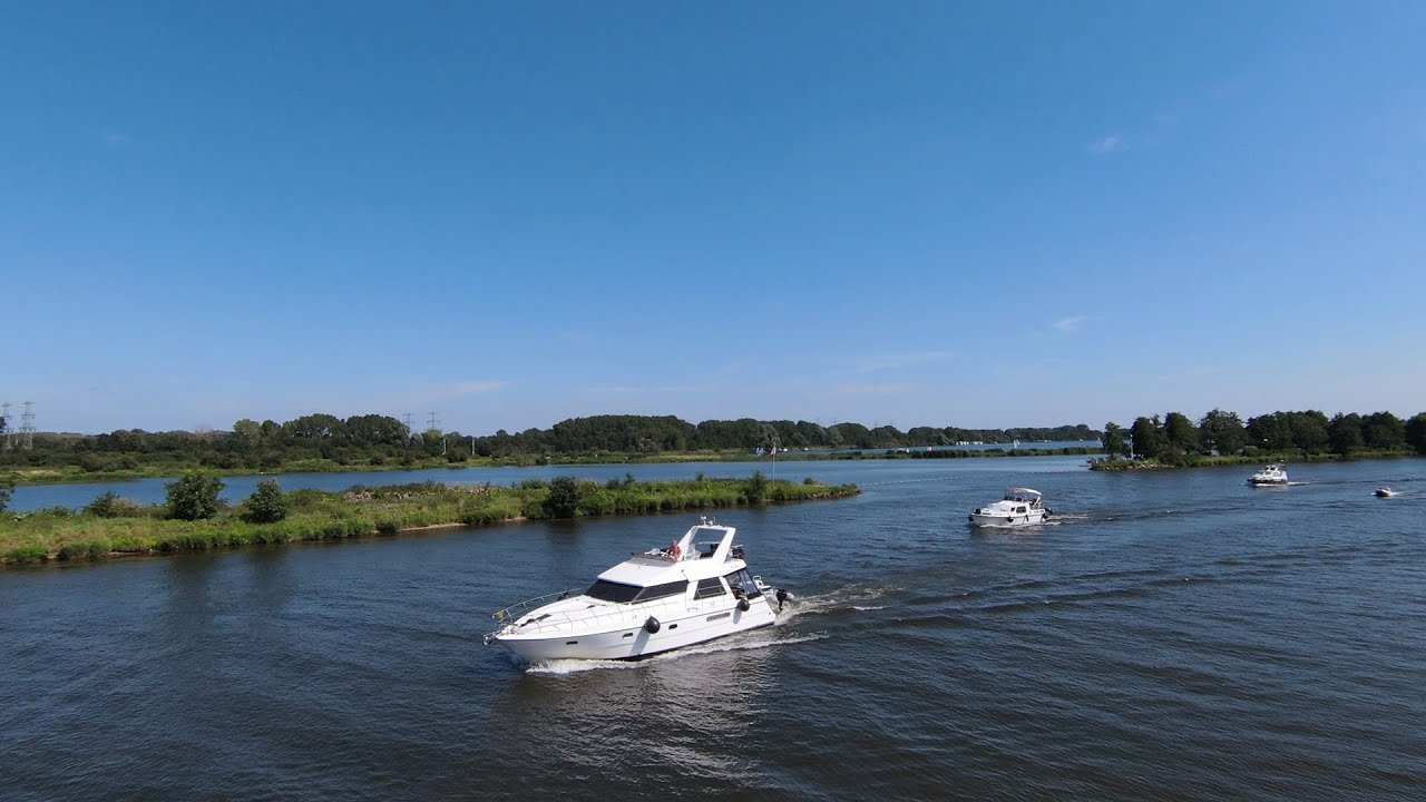 Drone Flying around Boats   ( in Roermond Netherlands )