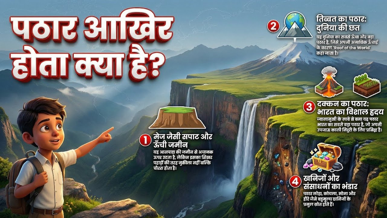 पठार क्या होता है? | Plateau Explained in 14 Minutes | Geography Easy Trick
