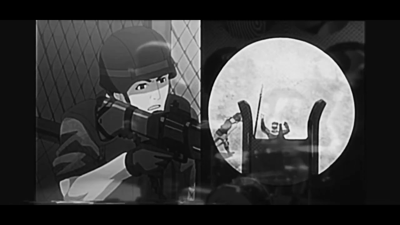 Gate anime helicopter scenes but with paranoid by black sabbath