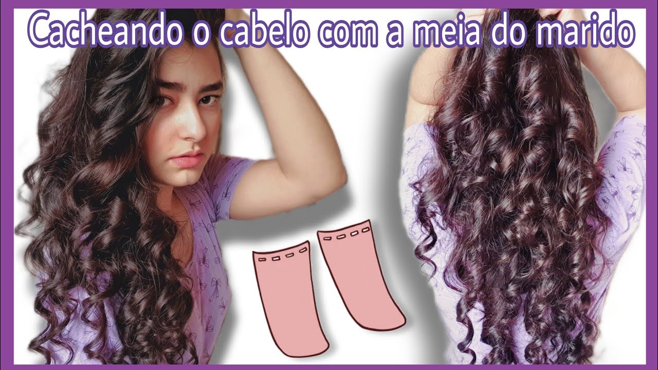 Como Cachear o cabelo  SEM BABYLISS / USANDO A MEIA DO MARIDO 😂 ( TÉCNICA NOVA)