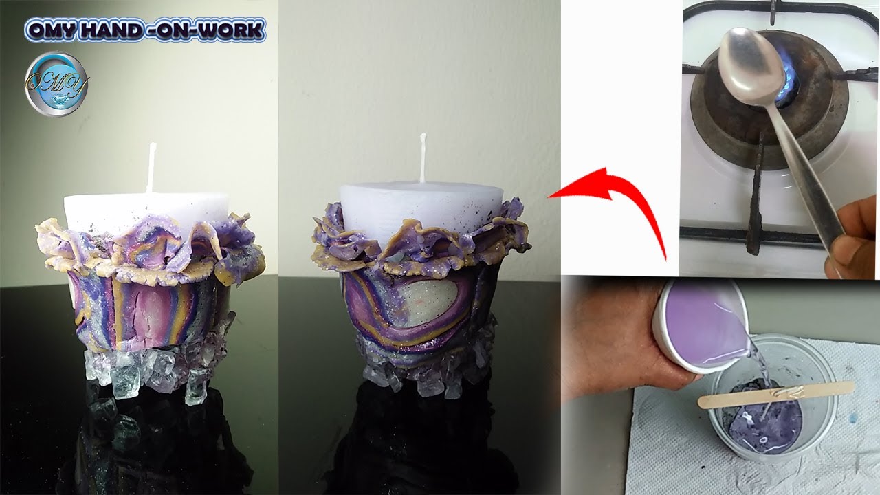 DIY flowers Faux Geode Concrete candle holder | cement  craft | clay ideas | scrushed glass art