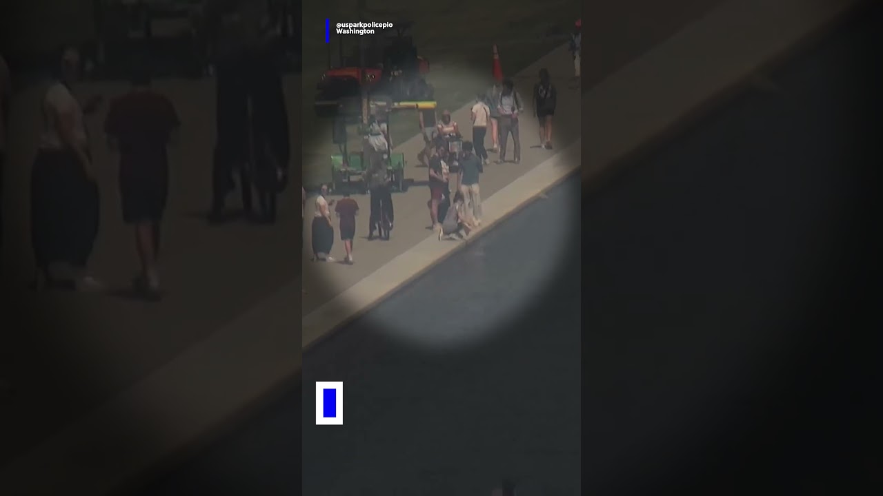 U.S. Park Police released video of a person crouching near the Lincoln Memorial Reflecting Pool