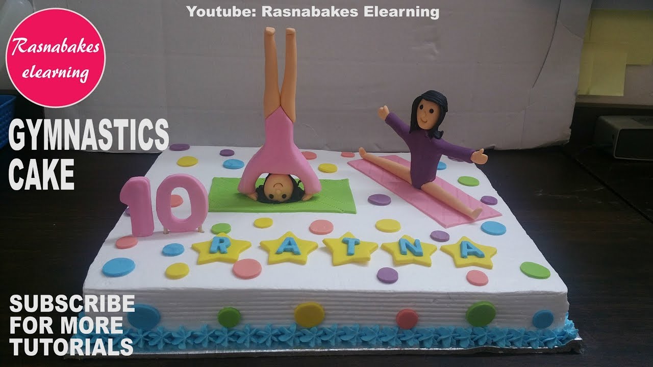 How to make gymnastics 10th birthday cake for twins girl design and ideas:Happy birthday decorating