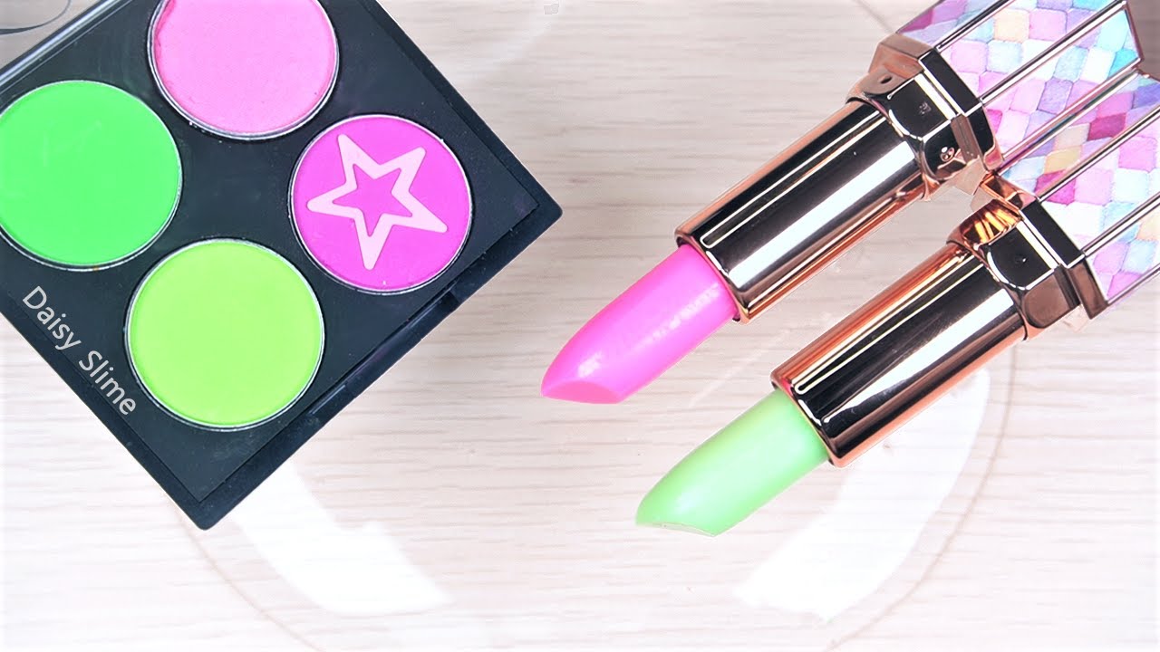 #ASMR Slime coloring with lipstick, eyeshadow and Makeup into slime #lipstickslime #makeupslime