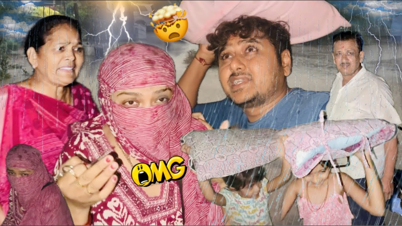 OMG😨Cyclone🤯Barish⛈️aur Bijali⚡️Esi Aayi ki Sab Ko Bhagaya🥵Maa Beti Bahar Aur Halat kharab😣
