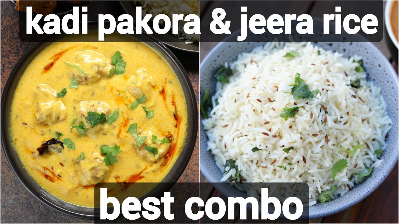 punjabi kadi chawal recipe | kadhi pakora & jeera rice combo | kadi pakora chawal