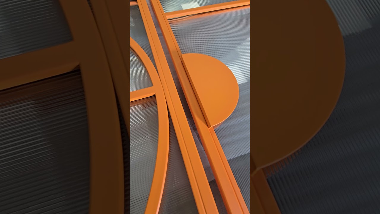 Orange Steel doors with Flutted Glass | PORTAMET