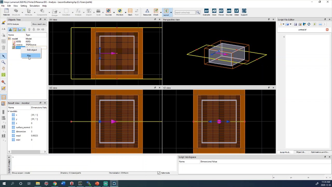 Lumerical FDTD Nanophotonic Scattering Tutorial (Part 1)