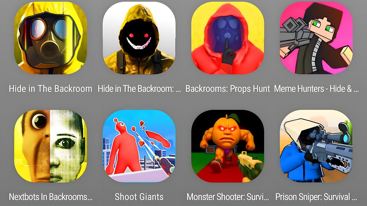 Hide In The Backroom,Meme Hunters Nextbots In Backroom,Nextbots In Backrooms Shooter,Monster Shooter