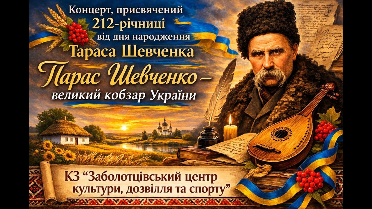 Концерт Тарас Шевченко - великий Кобзар України. 212 років з дня народження.