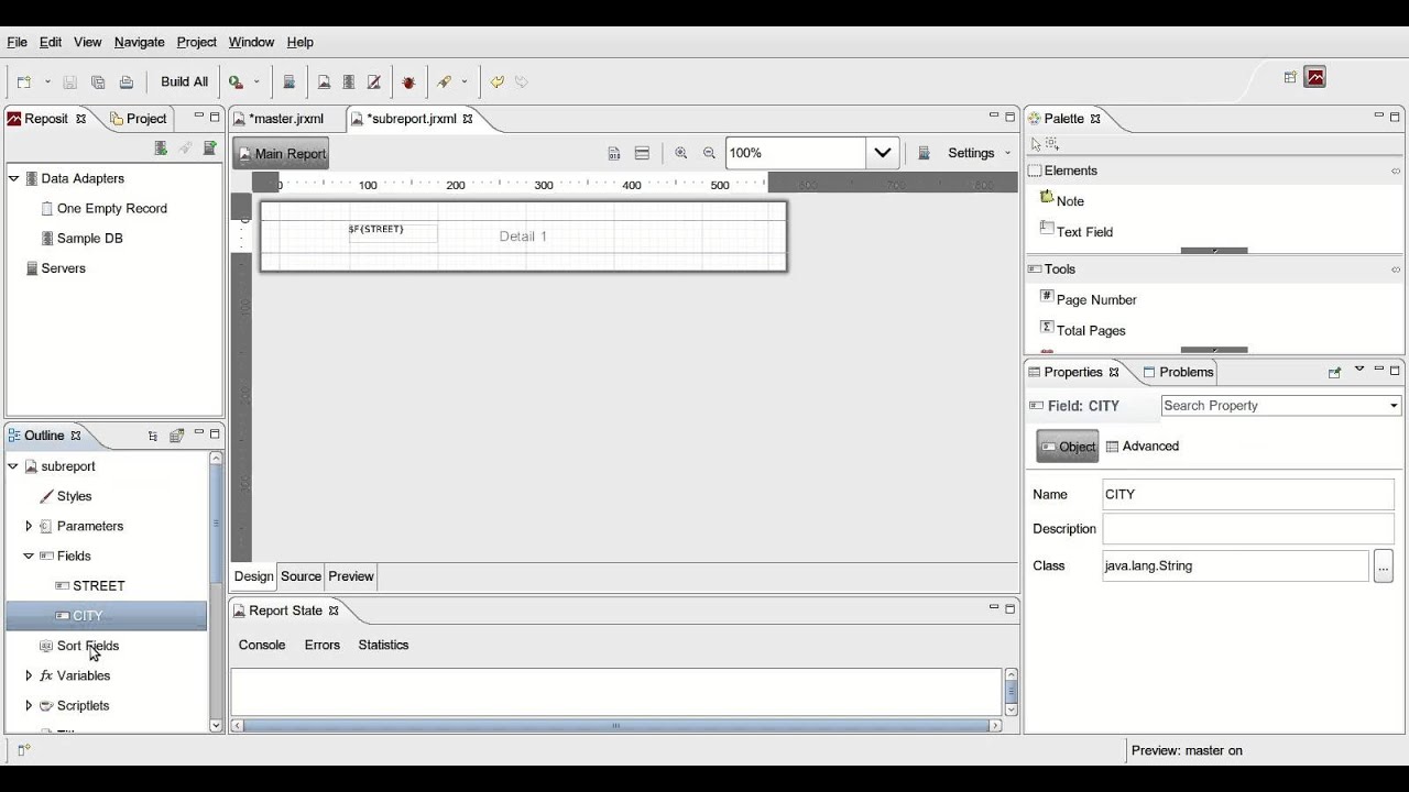 Jaspersoft Studio : How to use Subreport