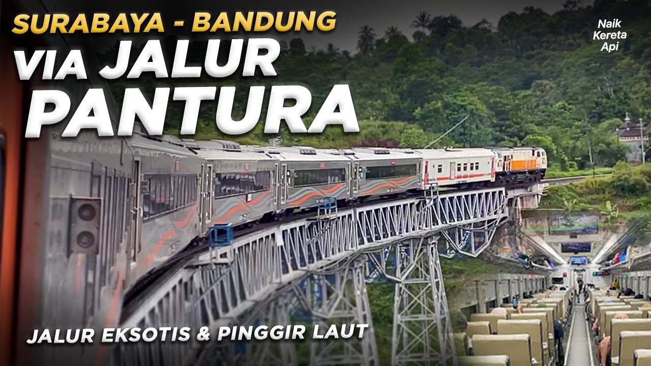 JALUR EKSOTIS LEWAT PINGGIR PANTAI😍 Surabaya-Bandung Naik KA Harina Pagi Ekonomi #2