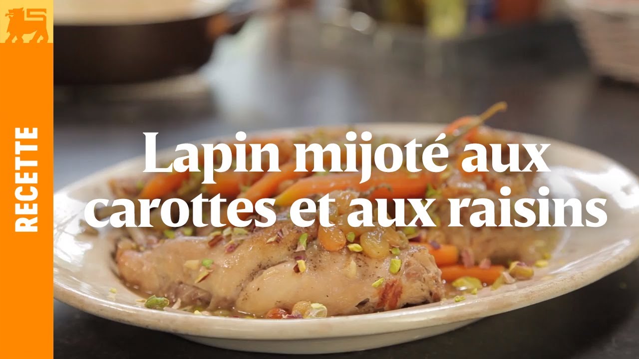 Lapin mijoté aux carottes et aux raisins secs
