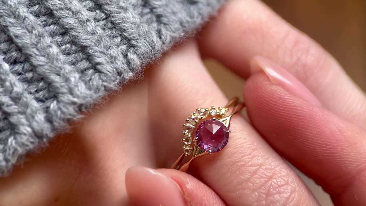 Corset Ring: Purple-Pink Rose Cut Sapphire Engagement Ring
