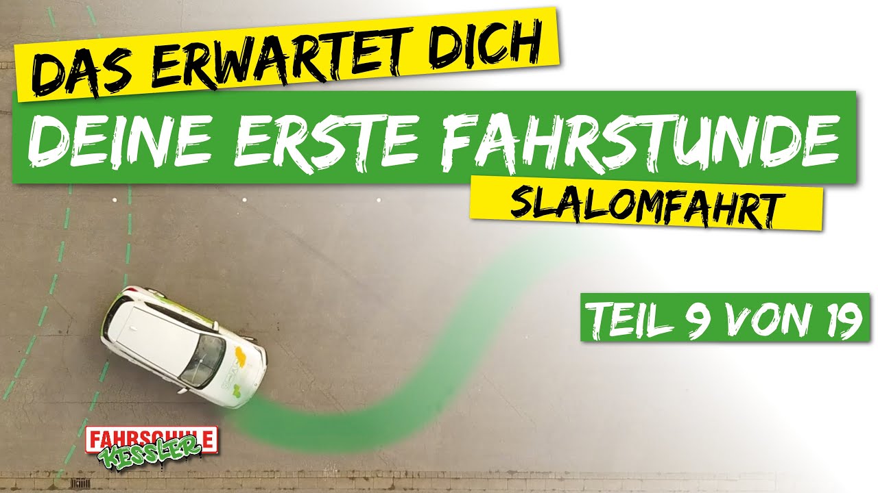 Deine erste Fahrstunde - Lenkübung während der Fahrt. Slalomfahrt. (9/19) | Fahrschule Kessler 1