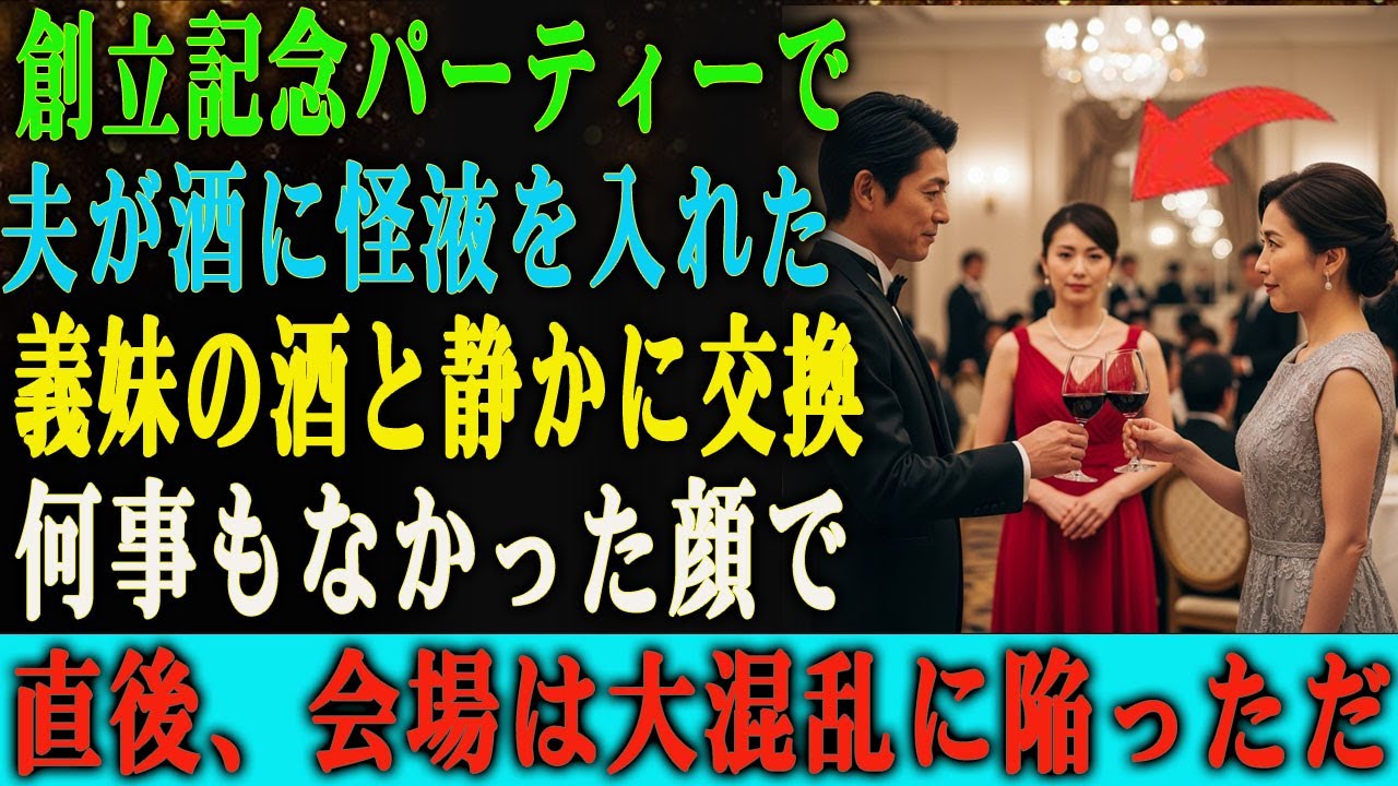 会社の創立パーティーで、 夫は私のワインに正体不明の液体を混ぜた。 私はそれを義妹のワインとすり替え、 数分後、会場は大混乱になった。