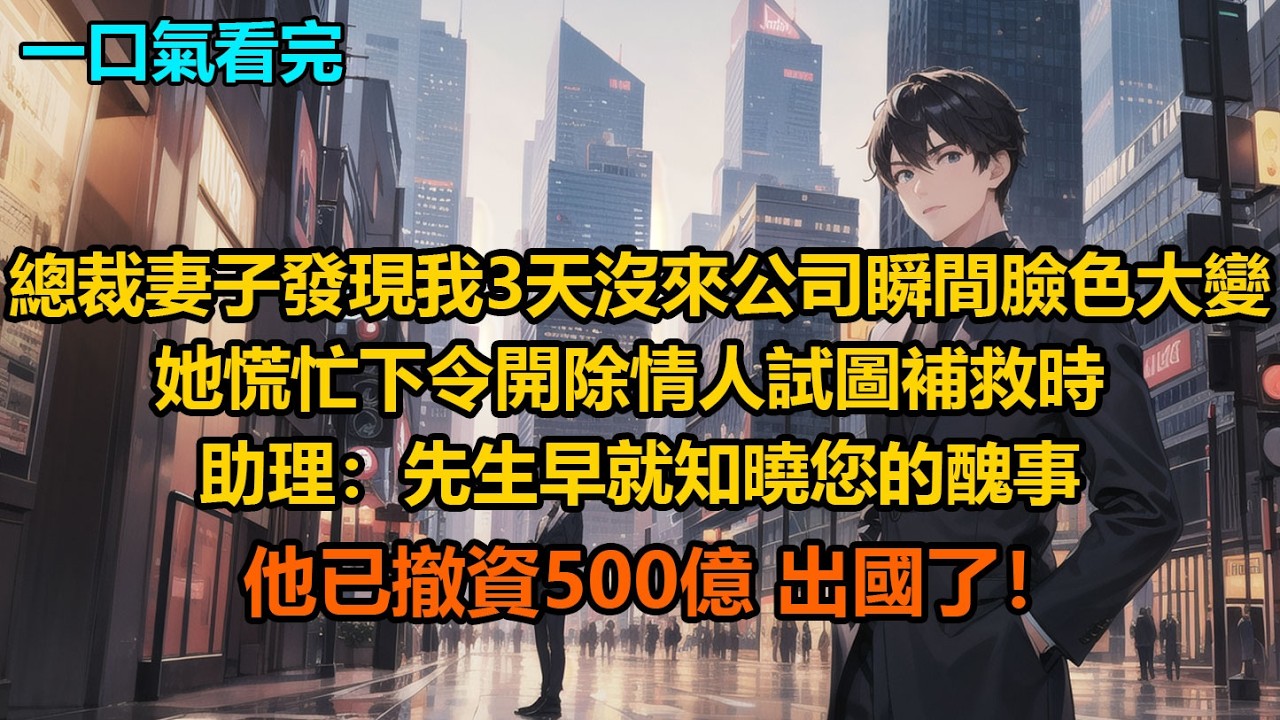 總裁妻子發現我3天沒來公司，瞬間臉色大變，她慌忙下令開除情人試圖補救時，助理：“先生早就知曉您的醜事，他已撤資500億，出國了！”