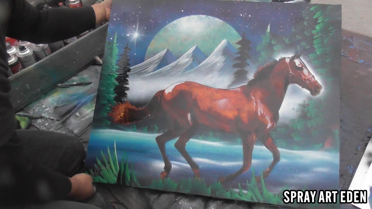 Running Horse SPRAY PAINT ART by Eden スプレーペイントアートエデン