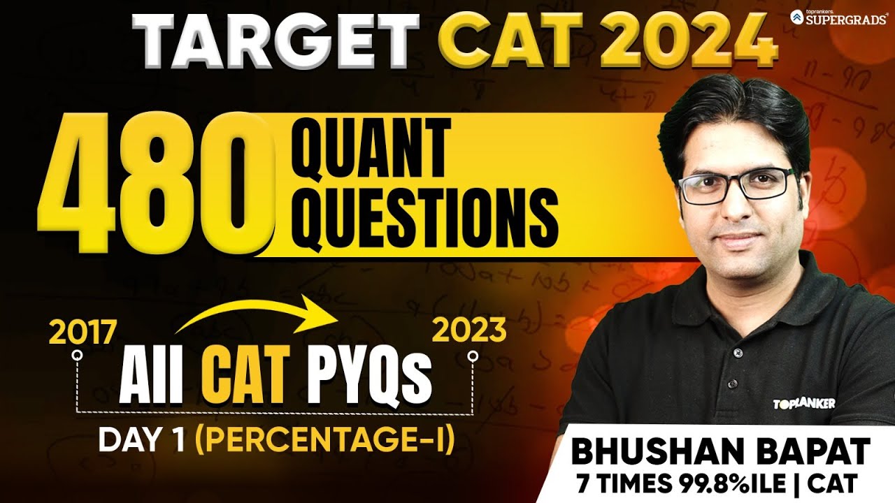 CAT Quant PYQs | Percentage: CAT Quant Previous Year Questions 📑| CAT 2017-23 Paper Solution | Day 1