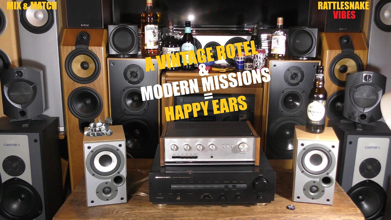 SYNERGY ON A BUDGET MISSION SPEAKERS + VINTAGE ROTEL AMPLIFIER AMP MUSIC HIFI AUDIO STEREO SOUND UK