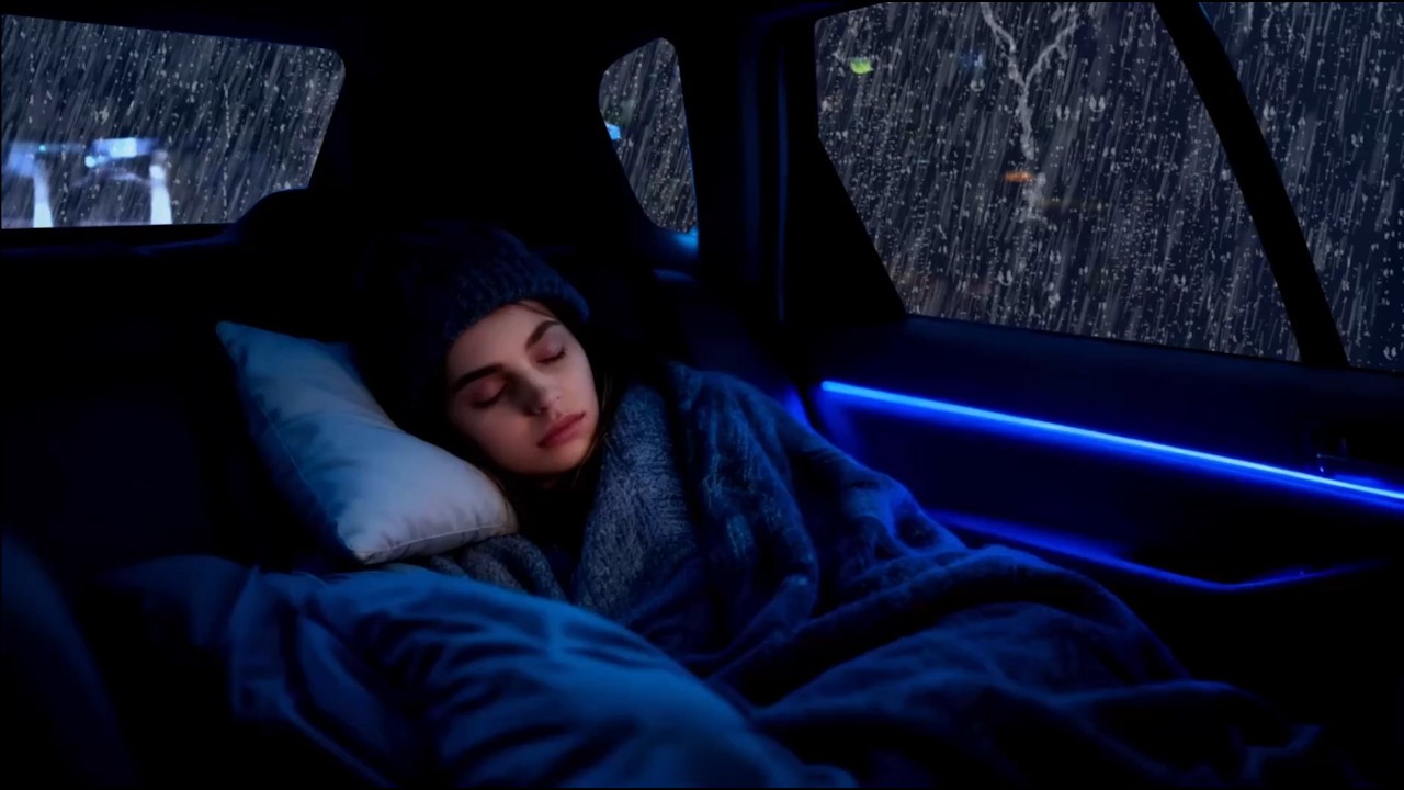 Rain on Windshield Night Car Drive 🚗🌧️ Peaceful Ambience for Sleep and Stress Relief