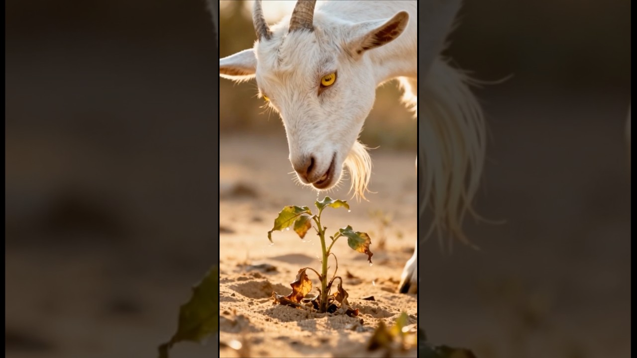 Goat save the jambun tree from drying up by watering it 
