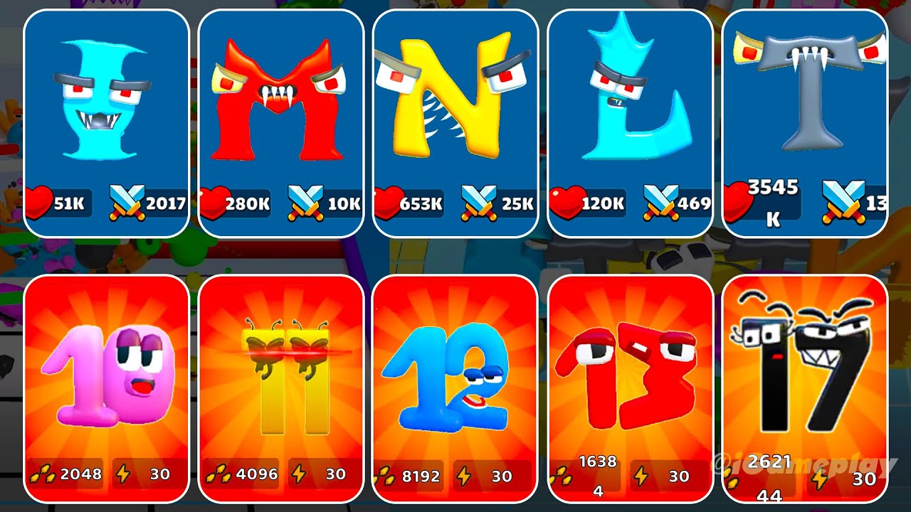 Битва за еду Merge Alphabet против Merge Alphabet Number Lore Run - Merge Battles ⭐ abcdefghmopqr...