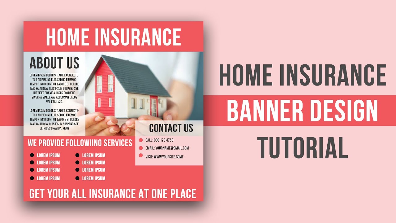 How to make Home Insurance Banner Design in Photoshop - Photoshop Tutorial