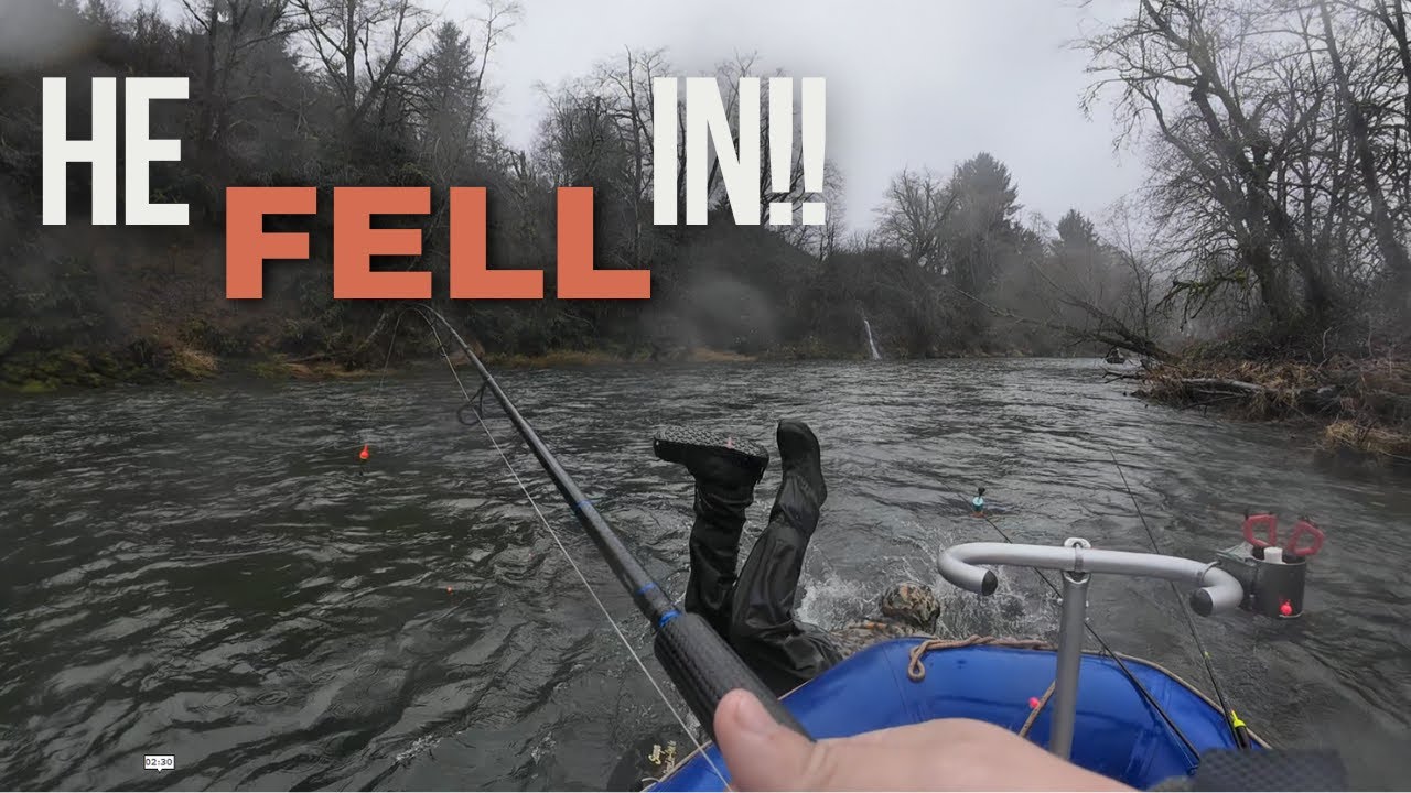 CHAOS Giant Steelhead & He FELL In The RIVER