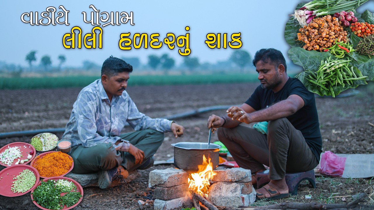 શિયાળામાં વાડીયે  લીલી હળદરનું શાક | Lili Haldar Nu Shaak | Farmers Life In Gujarat