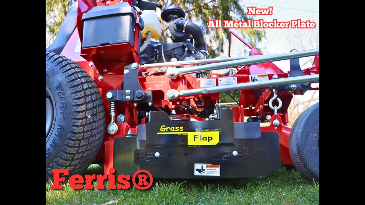 GrassFlap® Ferris Steel Blocker Plate with Foot Pedal - Full Installation
