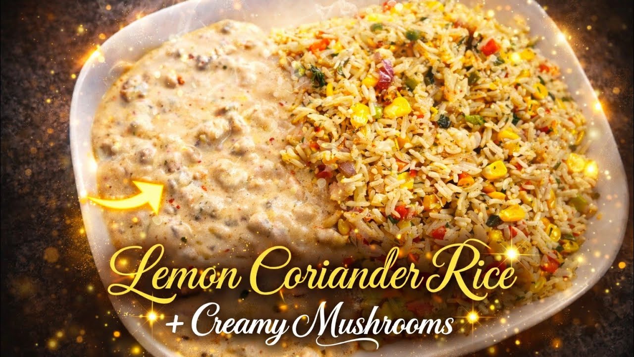 Creamy Mushrooms 🍄 Lemon 🍋 Coriander Rice 🍚 #cooking #homemade #luxury #mealprep #delicious #recipe