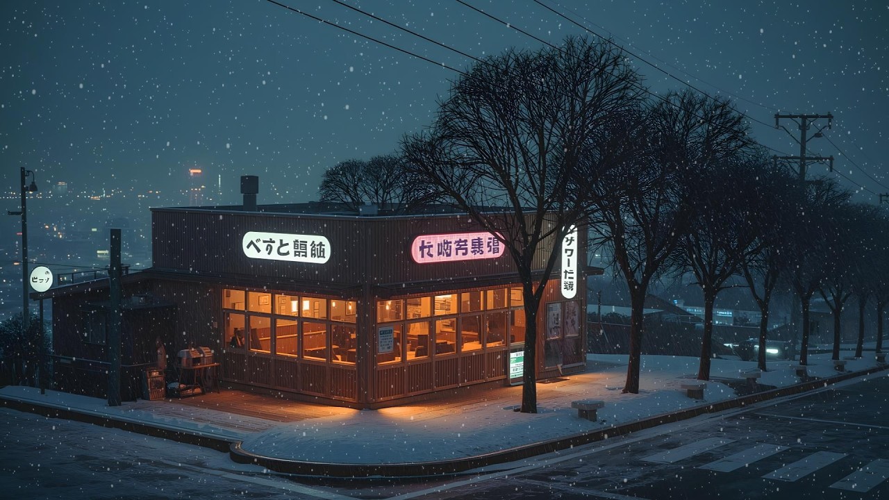 Late Night Snowy Café Tokyo 🌨️ Warm Coffee & Peaceful Ambience