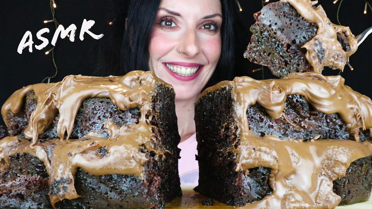 MOIST NUTELLA CHOCOLATE CAKE 🍰 | No Talking | ASMR Mukbang - 먹방 | Real Eating Sounds