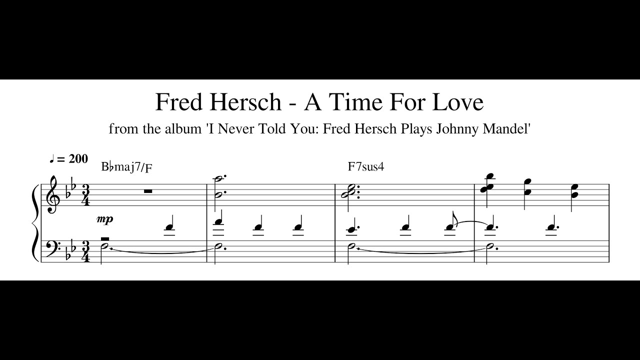 Fred Hersch - A Time for Love - Piano Transcription (Sheet Music in Description)