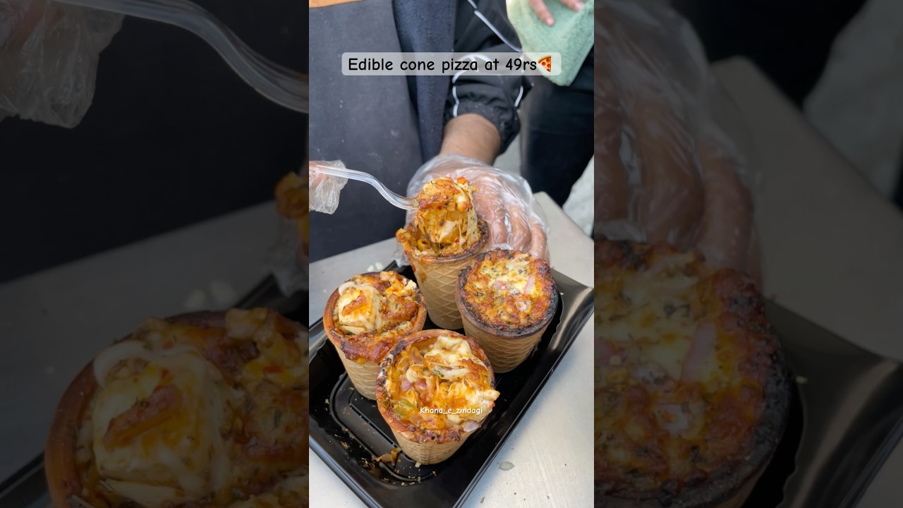 Edible cone pizza at 49rs #youtubeshorts #pizza #shorts