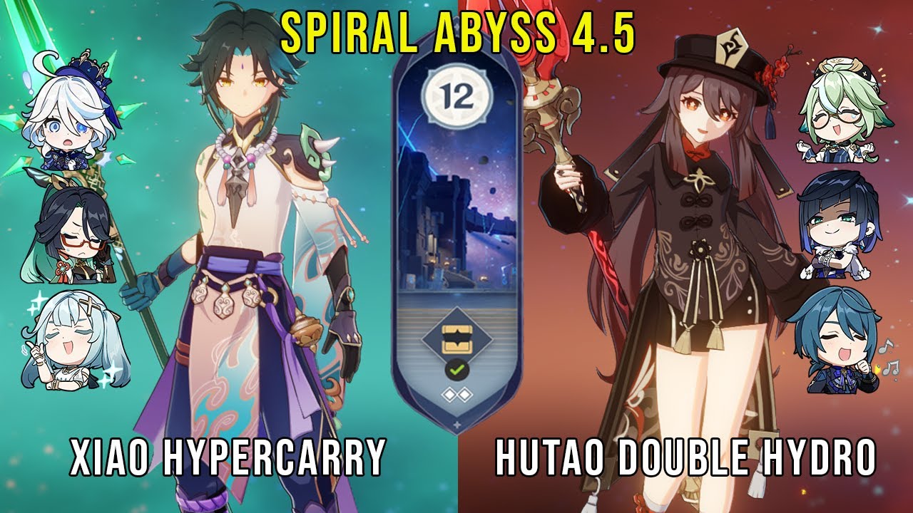 C0 Xiao Hypercarry and C1 Hutao Double Hydro - Genshin Impact Abyss 4.5 - Floor 12 9 Stars