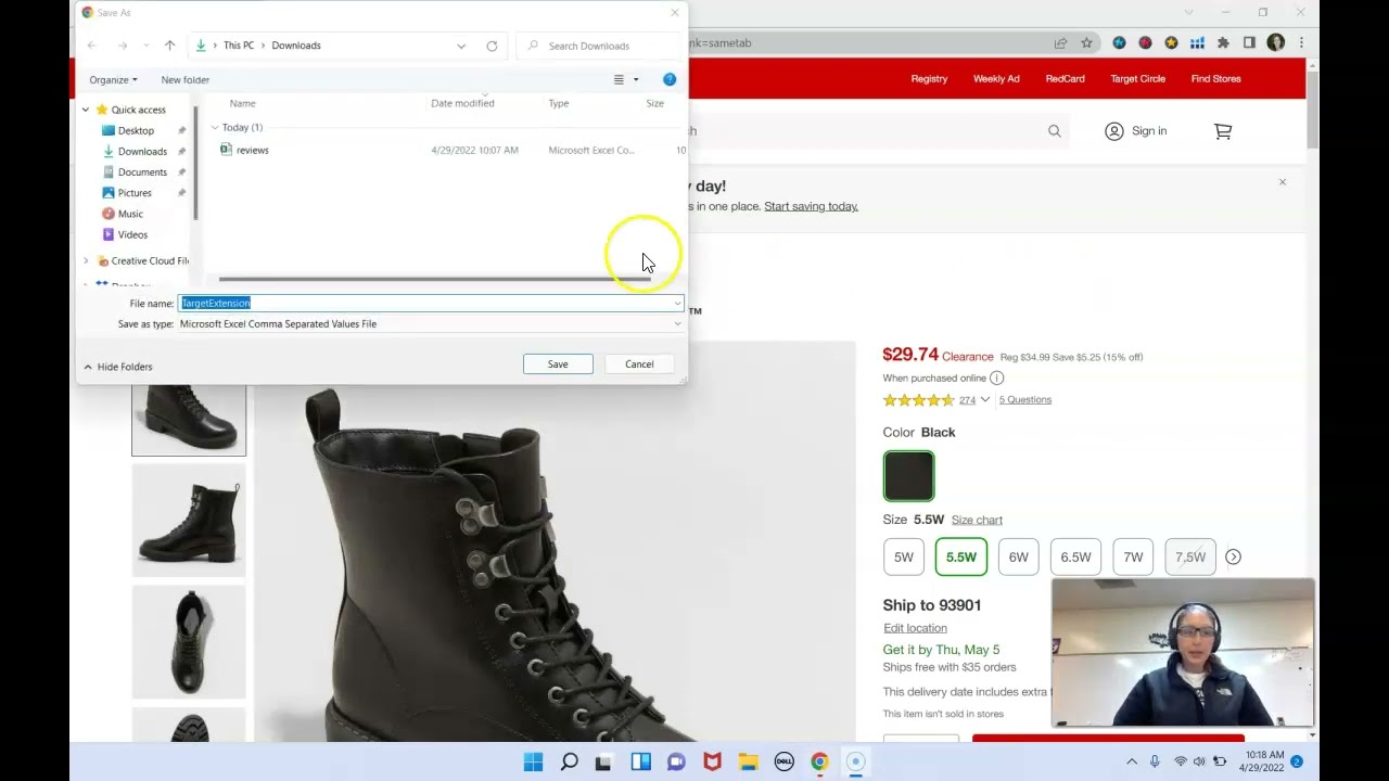 How to download reviews from target.com